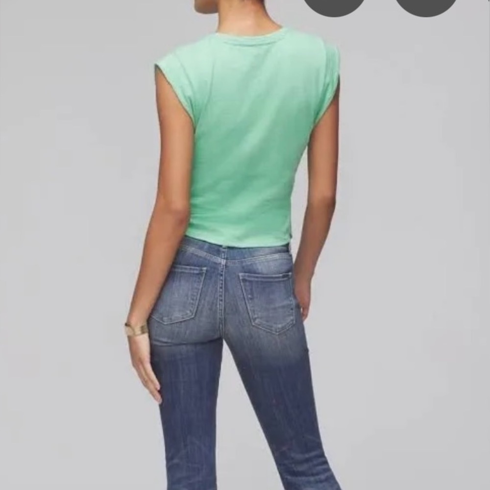 White House Black Market Green Fitted Ruched Muscle Tee​​​ - Picture 8 of 9